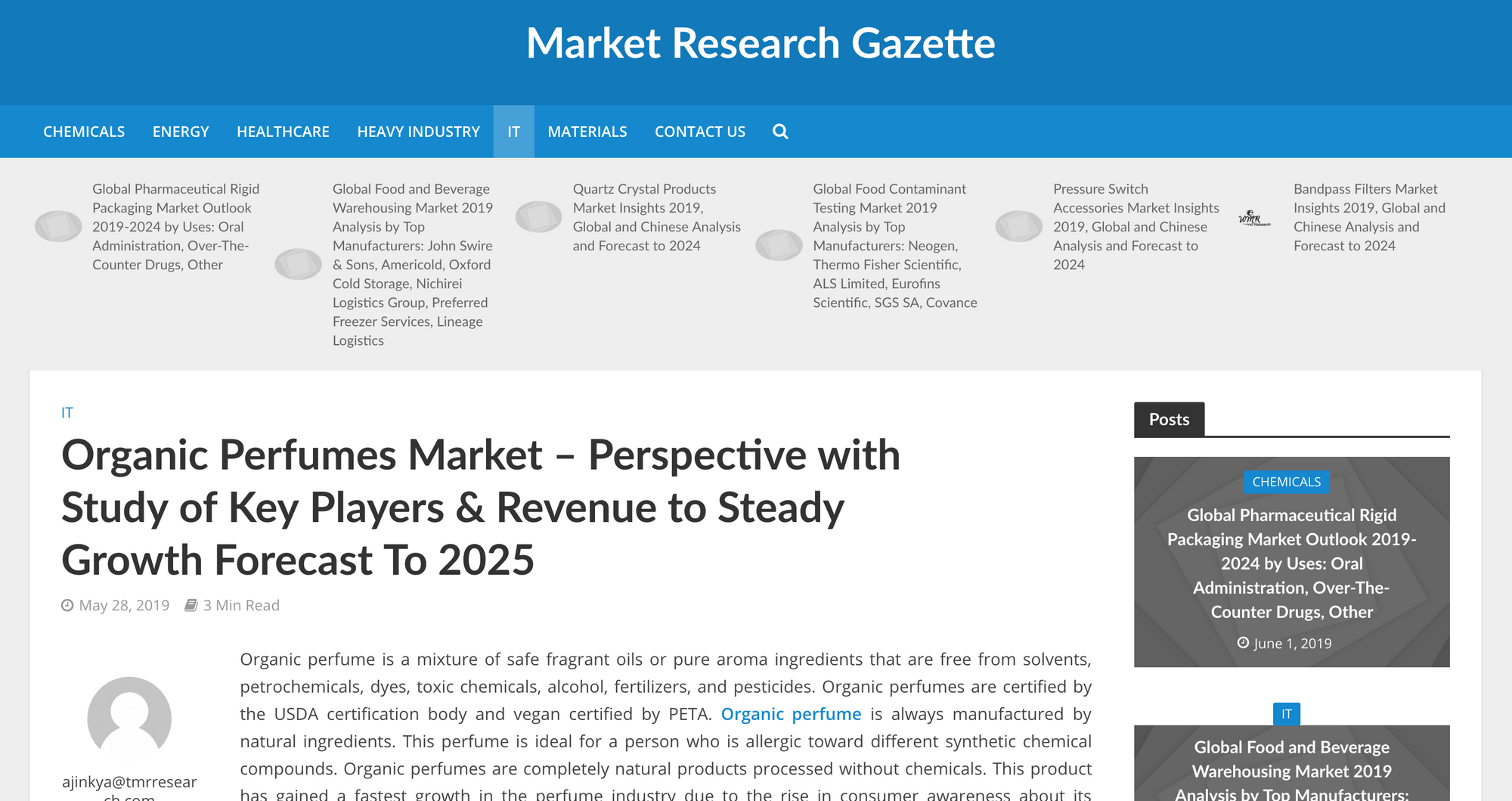 House of Matriarch featured in "Organic Perfumes Market – Perspective with Study of Key Players & Revenue to Steady Growth Forecast To 2025" by Market Research Gazette