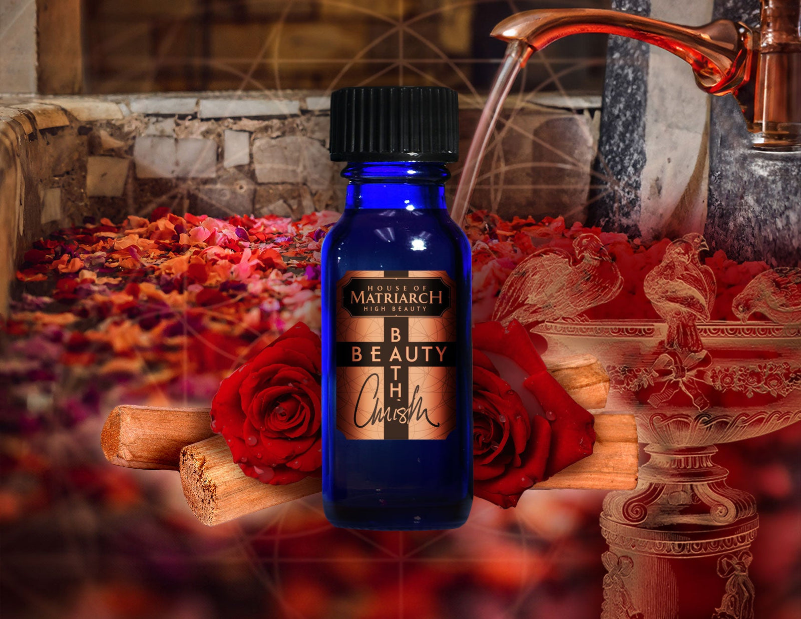 House of Matriarch - SEATTLE, WA - Natural, Organic, Vegan, Artisan & Niche High Perfumery HIGH BEAUTY BATH - Mysore Sandalwood, Rose Otto & Pink Halite Bath Oil