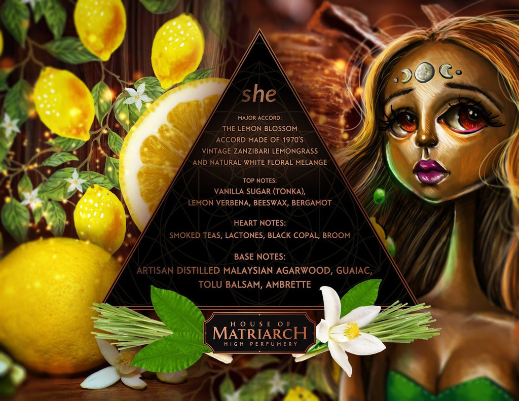 House of Matriarch - SEATTLE, WA - Natural, Organic, Vegan, Artisan & Niche High Perfumery she - Vintage Zanzibari lemongrass and Malaysian Oud Unisex Fragrance